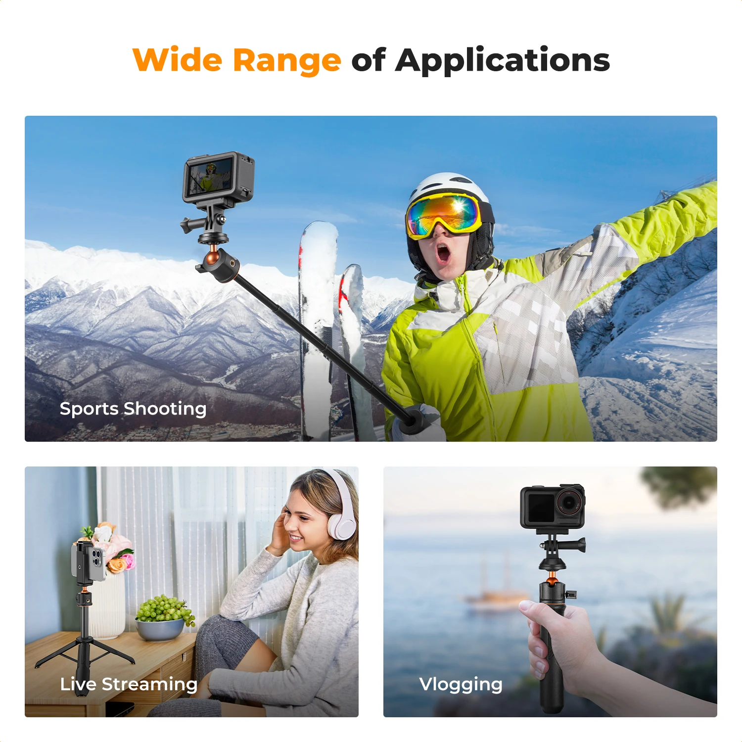 

K&F CONCEPT Selfie Stick Desktop Stand 3 in 1 with Extendable Ball Head Phone Holder GoPro Adapter Bluetooth Remote Control MS11