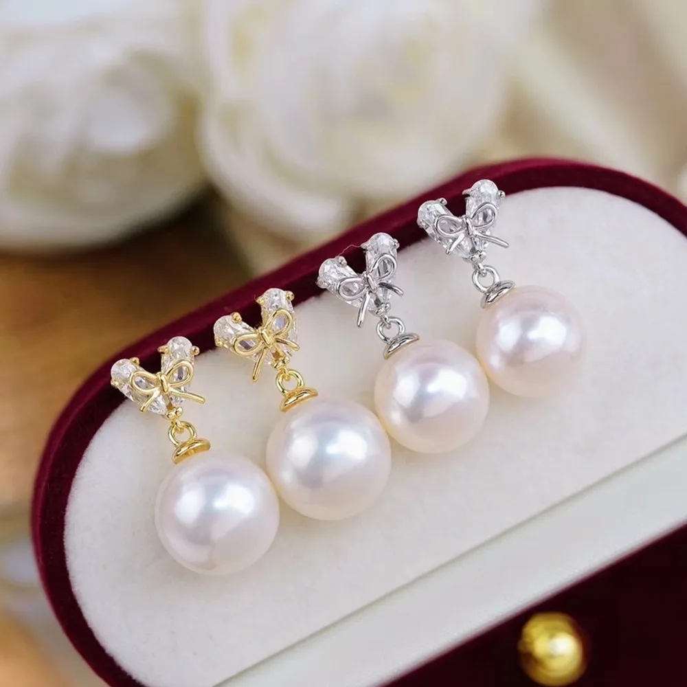 

Love Butterfly Knot Sweet Earnail Eardrops 8-9mm South Sea Pearl AAA 9-10mm 10-11mm 11-12mm