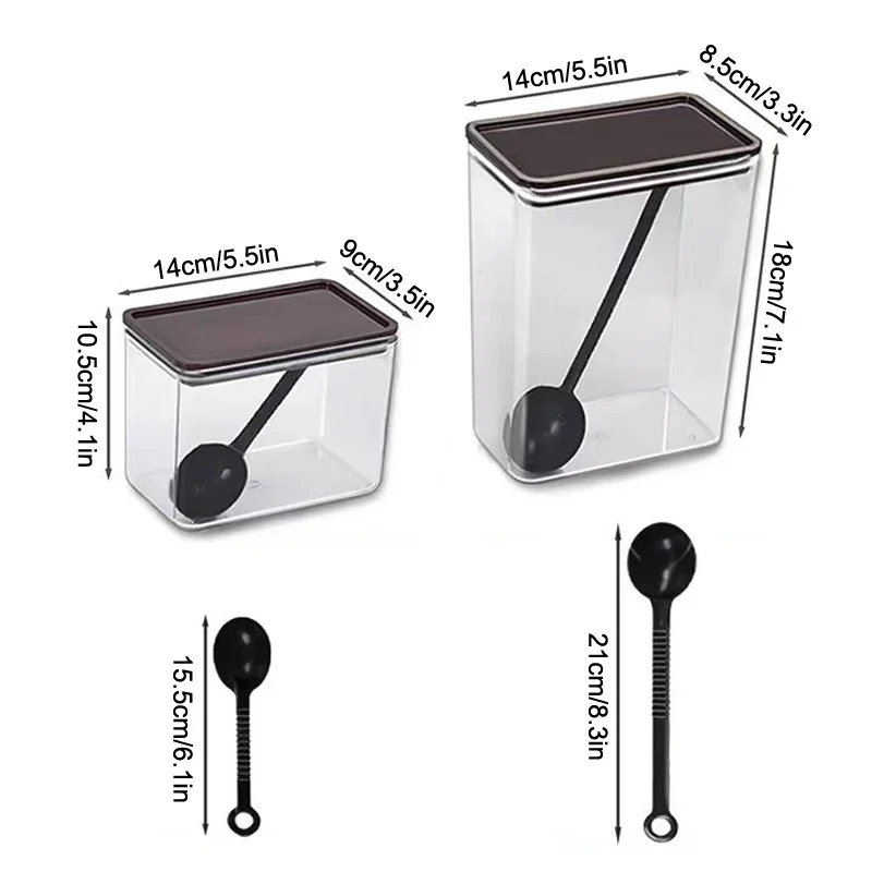 صندوق بلاستيكي مختوم، جرة تخزين، حاويات تخزين، صندوق مسحوق الفاكهة الخاص، جرة مربعة شفافة محكمة الغلق، جرة حبوب البن المختومة