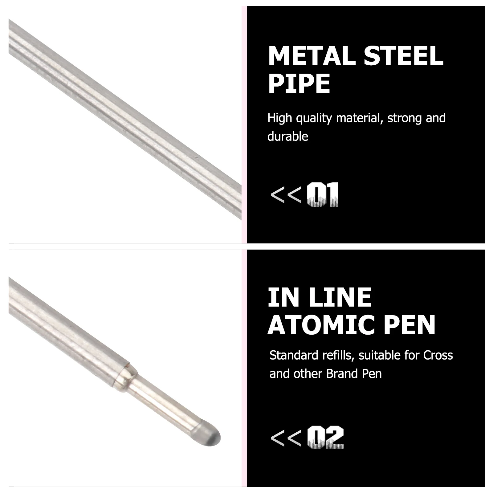 

20pcs Pen Refill: Metal Ballpoint Pen Refills For Smooth Writing Experience - Writing Stationery Replacement For Students School