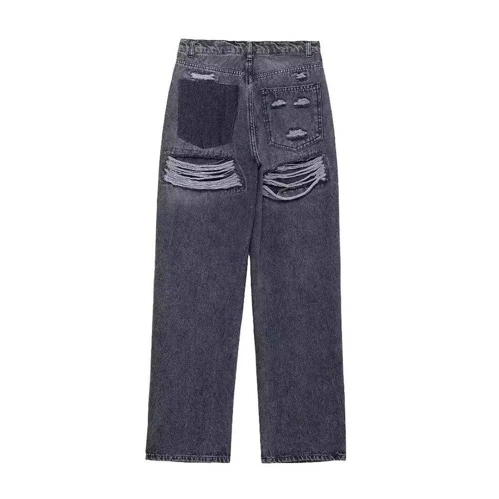 女性用単色ワイドレッグパンツ,ルーズフィット,ジッパー,ロング,ストレート,通勤用,ワイルドストリート,新品