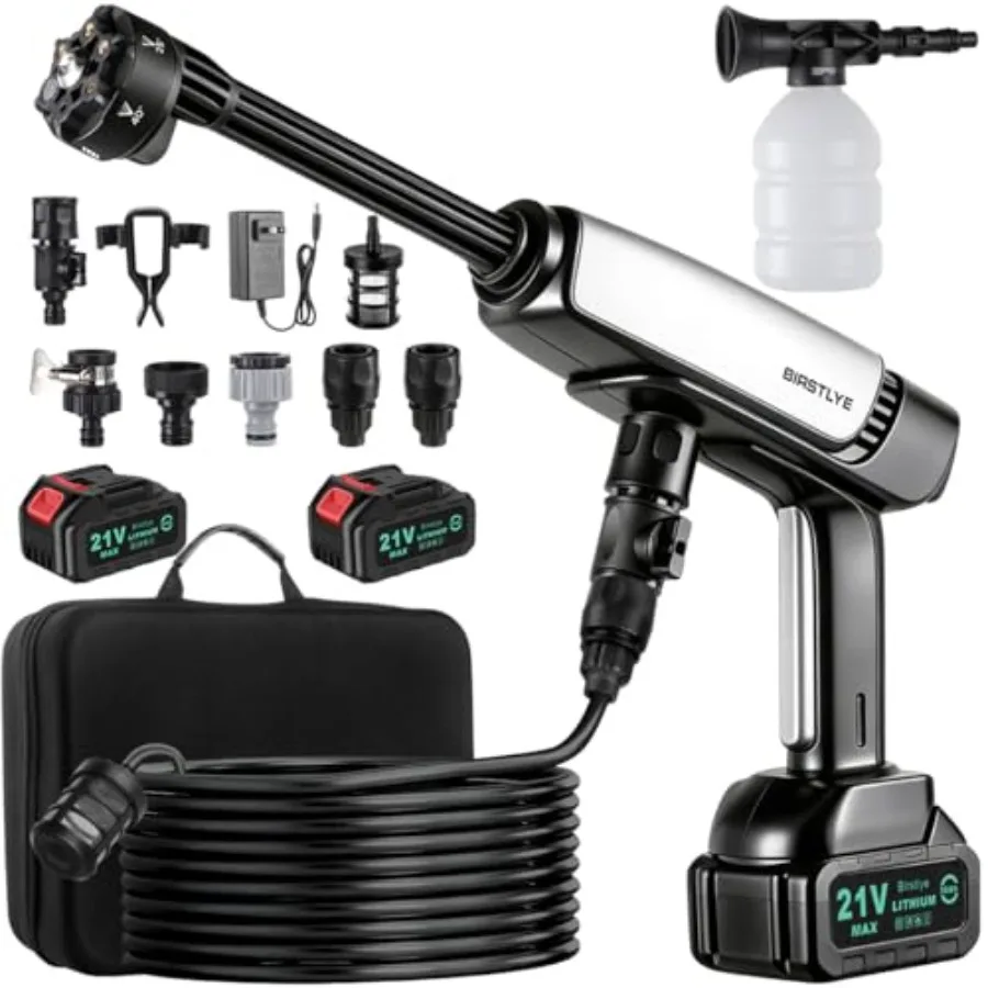 

Cordless Pressure Washer Battery Powered;1100PSI Portable Cordless Power Washerwith Brushless Motor 2 Packs BatteryandCharger 6