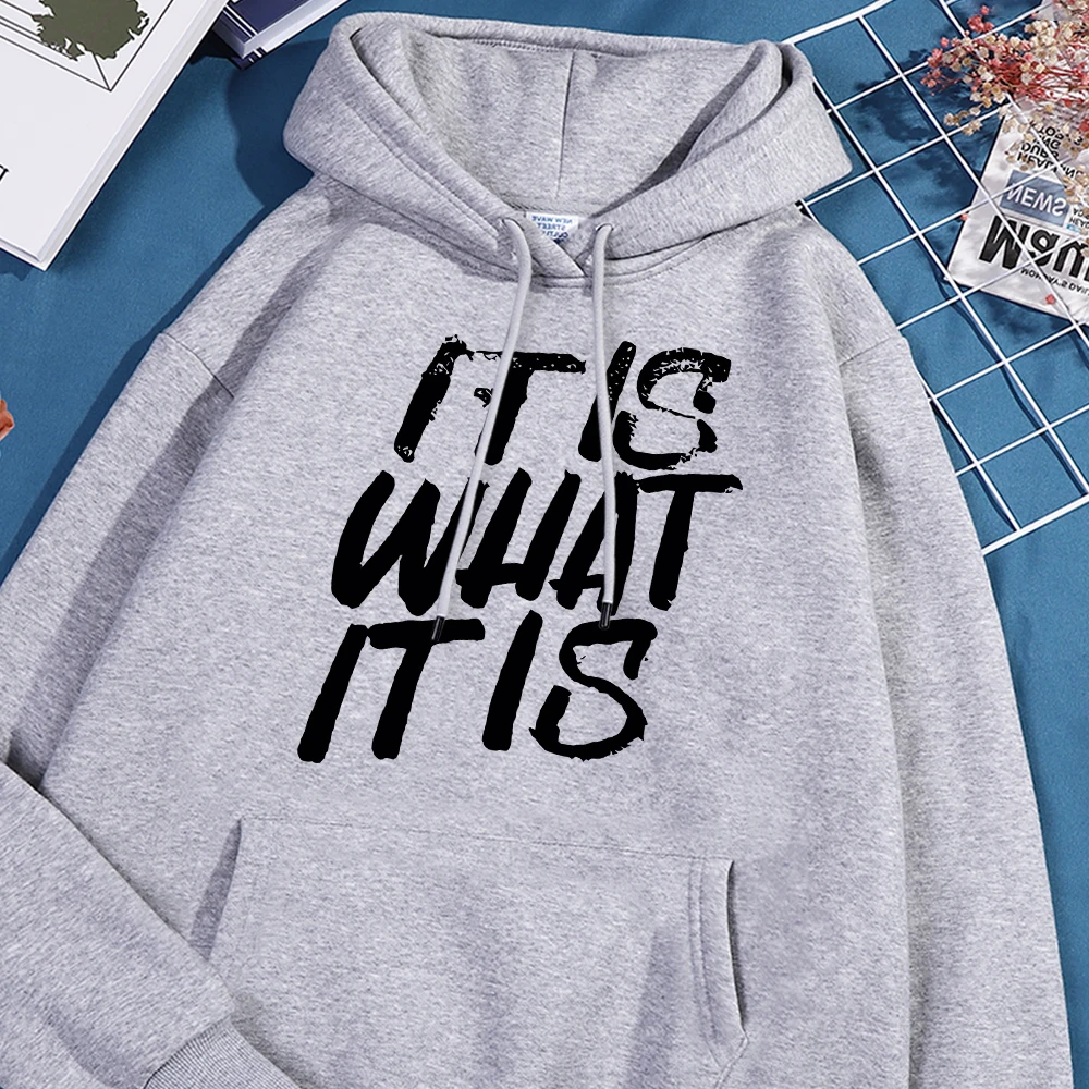 Es ist, was es ist. Brief-Hoodie für Herren, einfache Fleece-Hoodies, hochwertiges, lässiges Sweatshirt, 2024, Herbst, neue Mode, Hoody-Tops