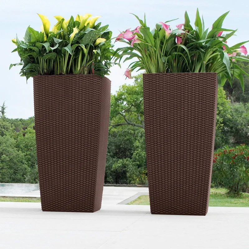 Top Sale Bulk Cheap Plastic Self Watering Fiber Flower Vase Pot & Planters Home Garden Hotel Decor Moveable for Floor