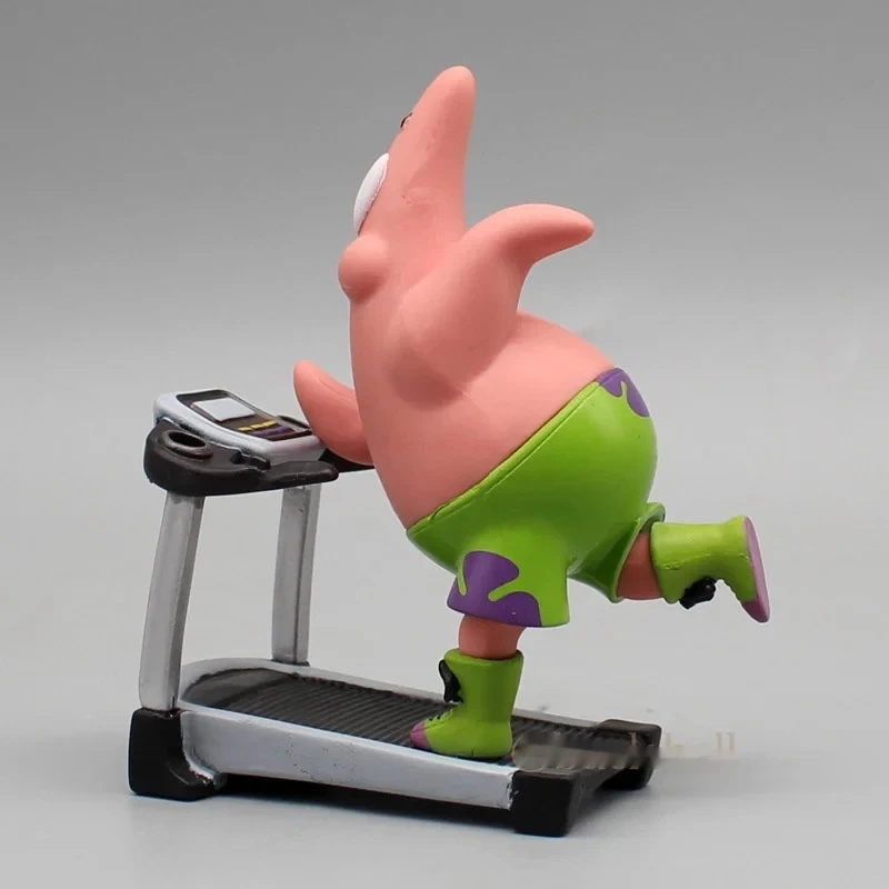 Spongebob Squarepants 10cm Patrick Star Fitness Posture Action Figure Anime Weightlifting Decoration Model Doll Toys Gift