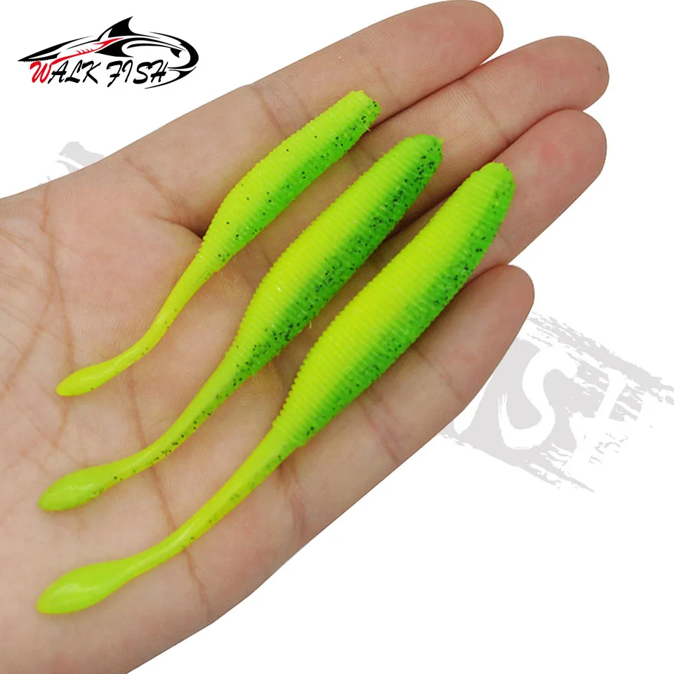 WALK FISH 5PCS Stick Worm Softbait Fishing Lure Add Salt Straight Tail 75mm/95mm/115mm Perfect Plastics Dream Shot Soft