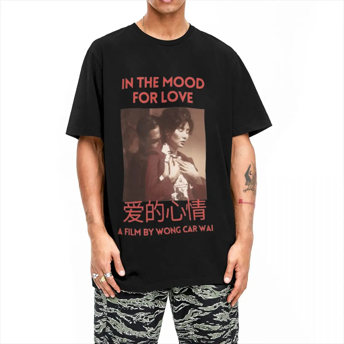 In The Mood For Love Wong Kar Wai T Shirt Men\'s Cotton Top Tee Retro O-neck Short Sleeve