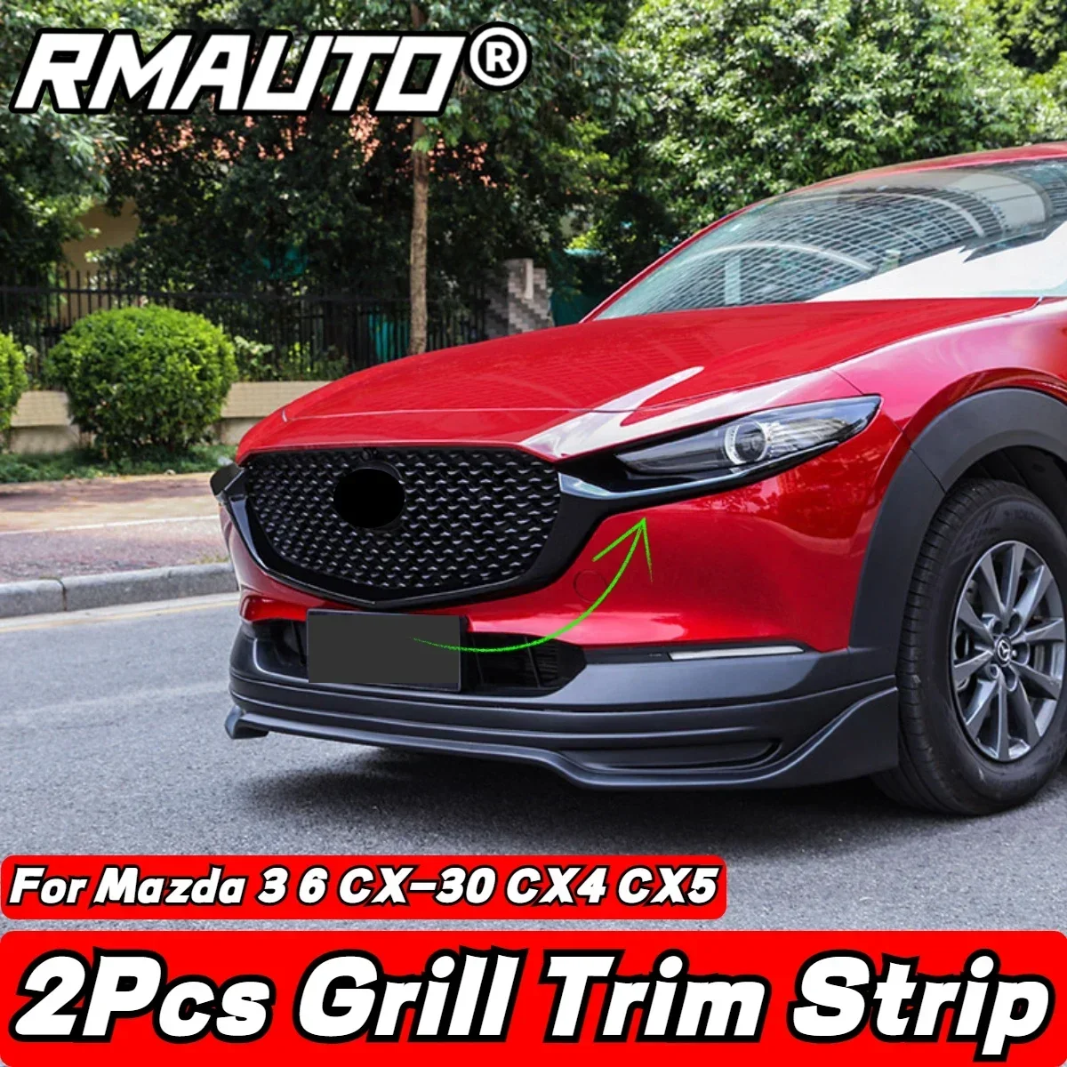 For Mazda Grille Strip Trim Glossy Black Grill For Mazda 3 Axela For Mazda 6 Atenza CX-30 CX4 CX5 Car Accessories Exterior Part