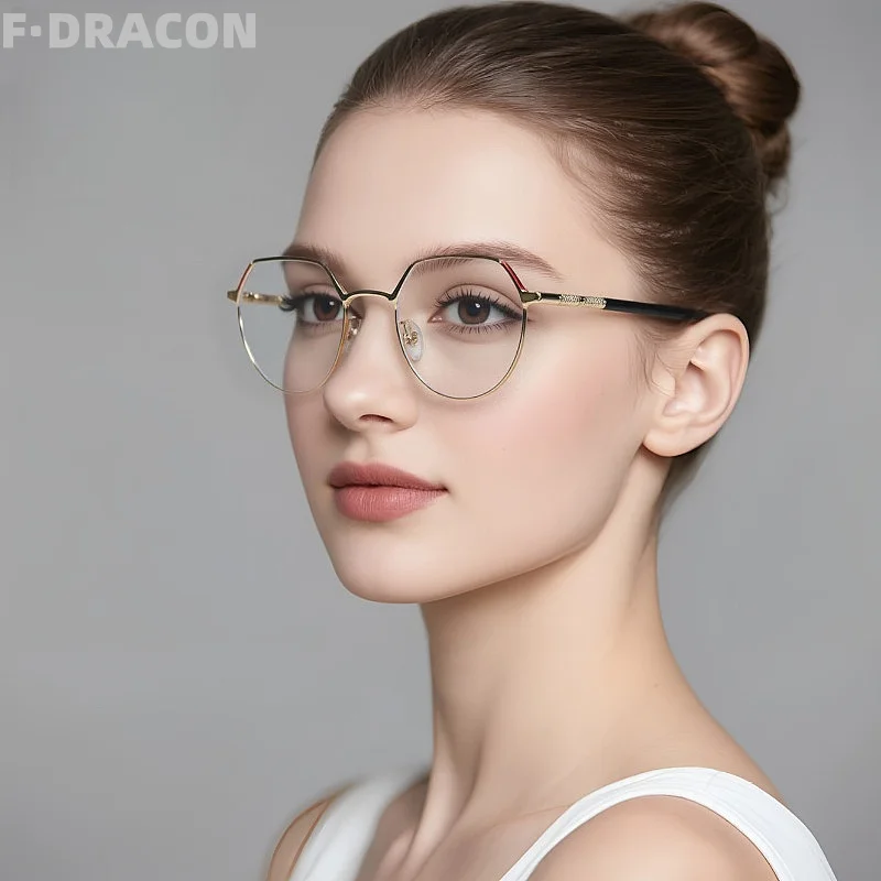 

New Metal Eyeglass Frame Fashionable Polygonal Women's Frame Anti Blue Light Optical Prescription Frame For Women FW2415