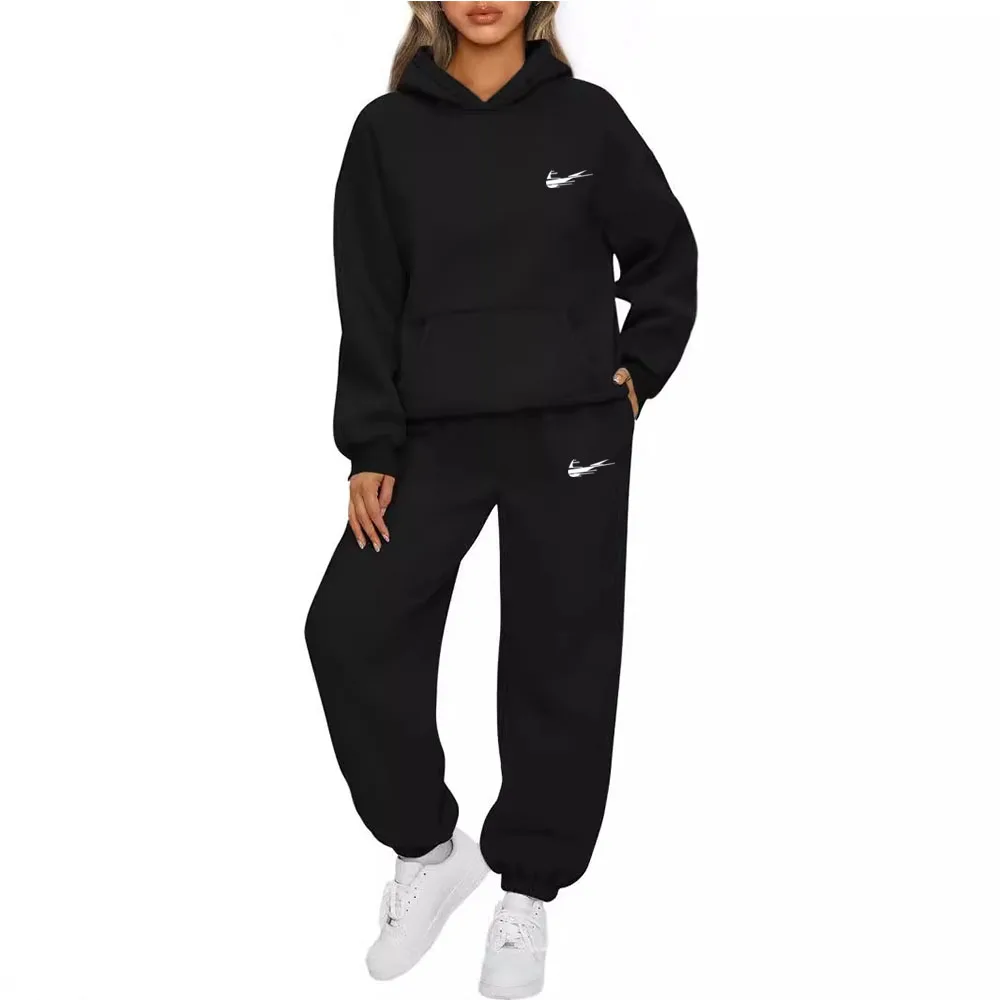 Women's Casual Tracksuit 2pcs Set Hoodie and Sweatpants Faith Printed Sportswear High Quality Ladies Home Outdoor Fashion Outfit