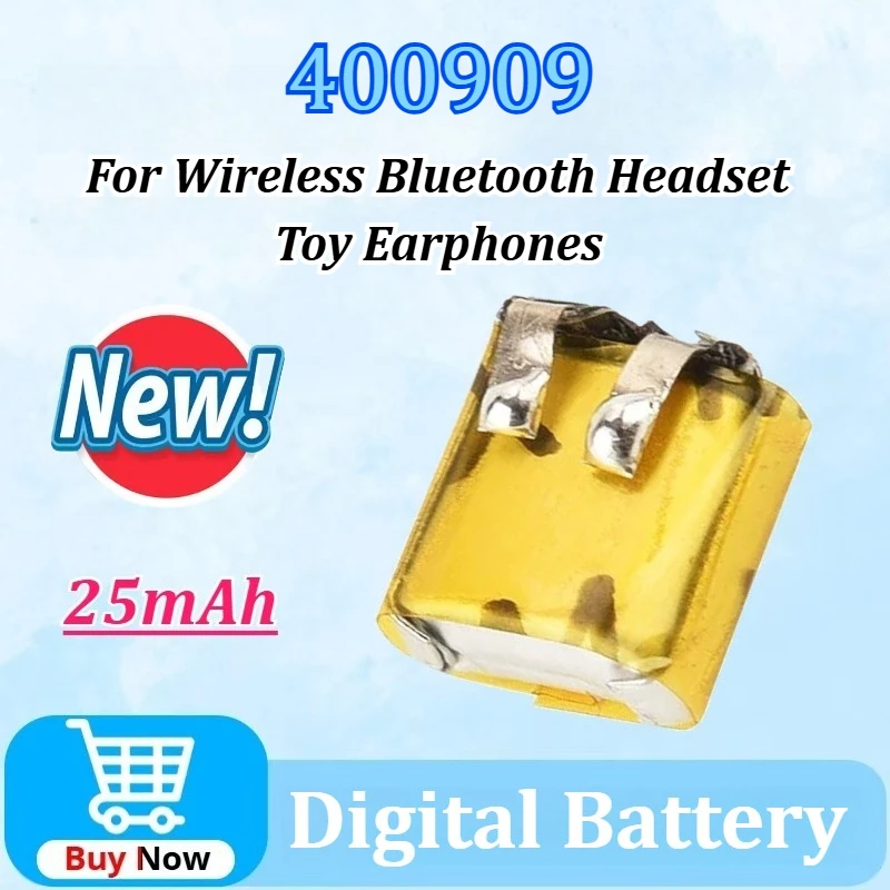 

New 400909 3.7V 25mAh 10~100pcs for Wireless Bluetooth Headset Toy Earphones Battery Polymer Li-Ion Batteria Replacement Battery