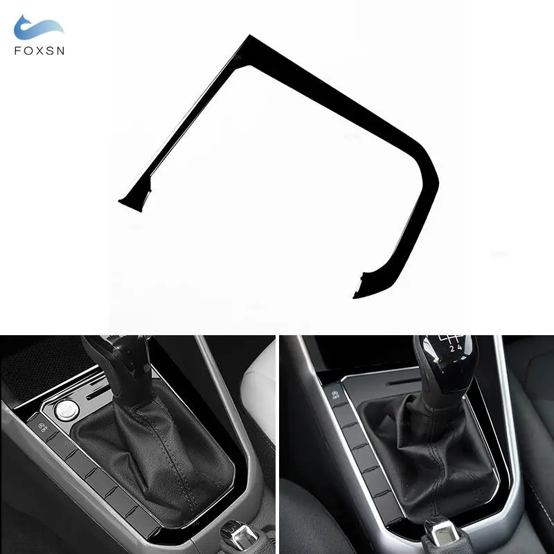 Car Accessories Gear Shift Panel Outer Frame Trim Sticker For VW POLO 2019 2020 2021 2022 2023 2024 2025 Piano Black