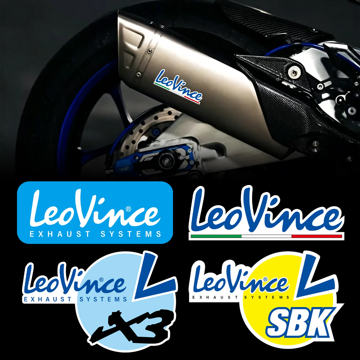 2PCS Motorcycle Exhaust Pipe Accessories Stickers Moto Bike Motocross Scooter Body Fuel Tank Heat-Resistant Decal For LeoVince