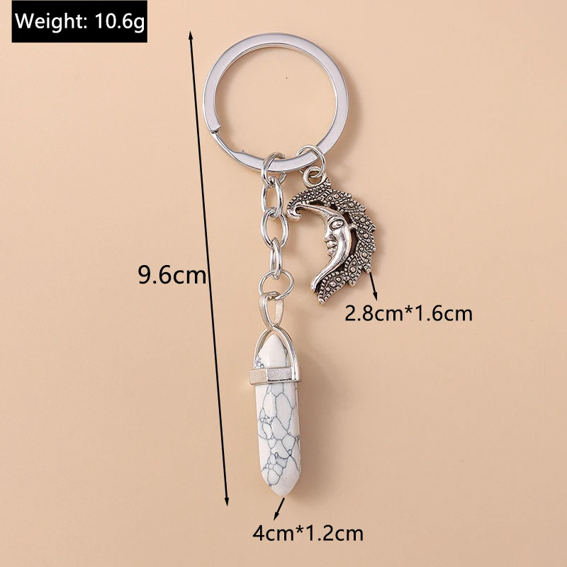 Modischer Schlüsselanhänger mit Bösem Auge und Mond für Autoschlüssel, Damen- und Herren-Handtaschenanhänger, Schlüsselringe, Accessoires, DIY-Schmuck, Geschenke – Detail 2