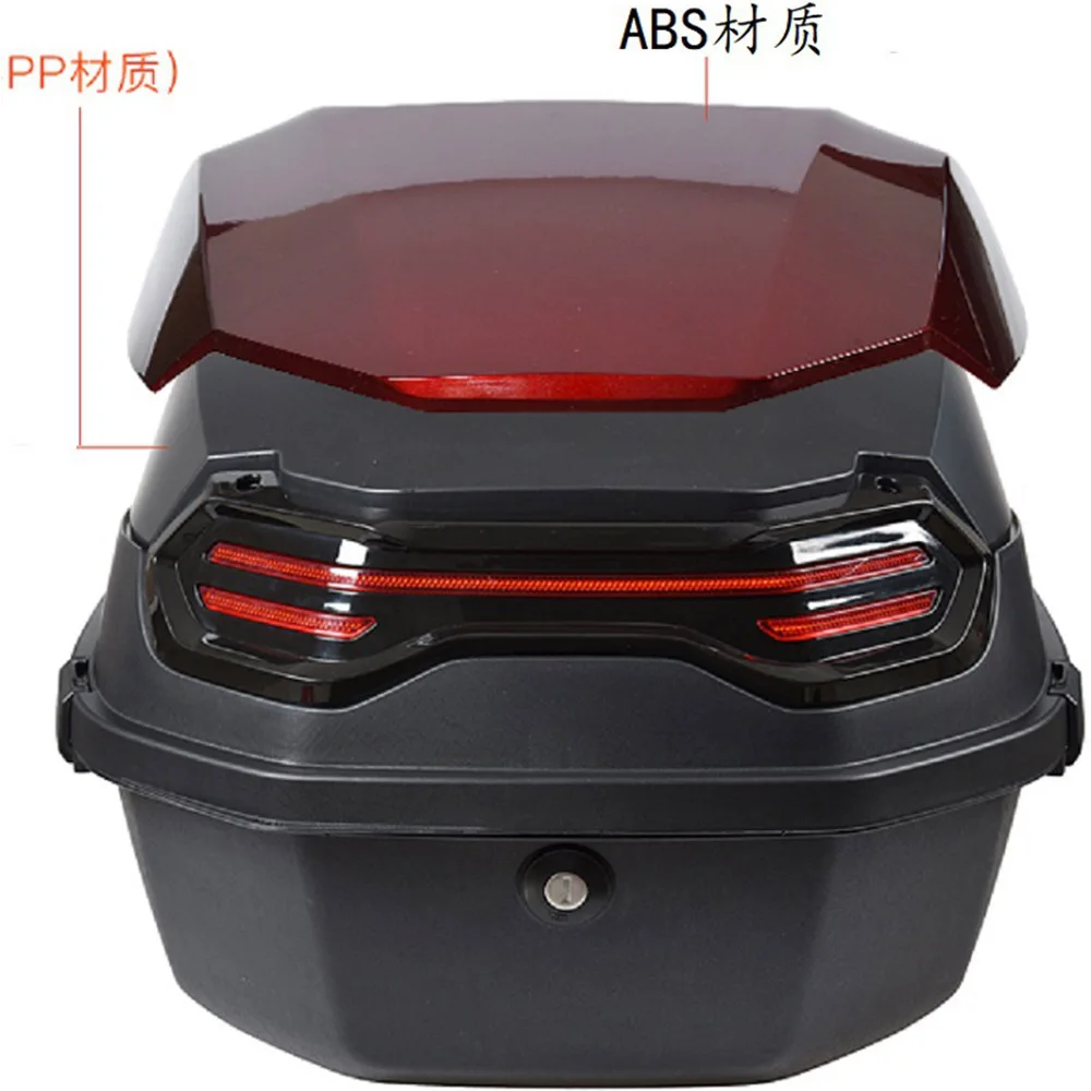 Motorcycle Tour Tail Box Scooter Trunk Luggage Top Lock Storage Carrier Case with Soft Backrest and Quick-Release System