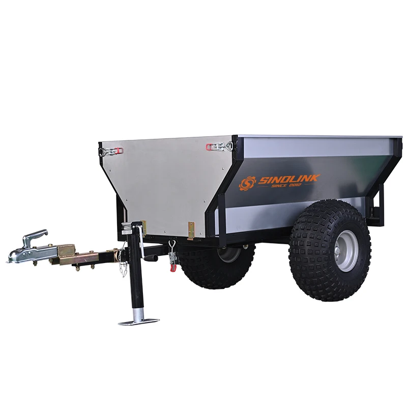Small Utility ATV Dump Steel Trailer With 500kg Capacity For Farm Garden Lawn & Trail Use Motorcycle Transport