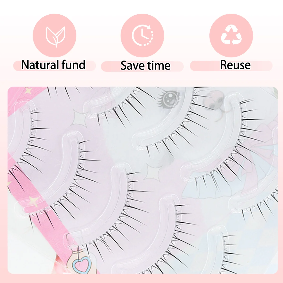 5 Paar dünne falsche Wimpern, natürliche, weiche, flauschige Wimpern, klares Band, koreanischer Stil, Puppen-Augenwimpern für Frauen, tägliches Make-up