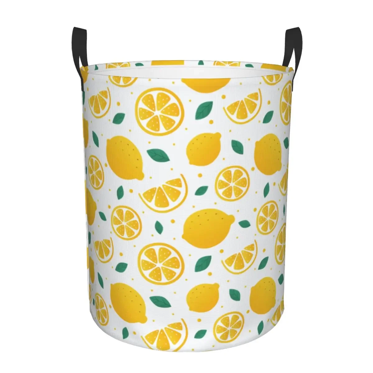 Summer Tropical Fruit Lemon Laundry Basket Foldable Clothes Hamper for Baby Kids Toys Storage Bag