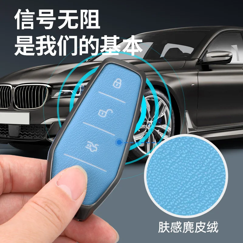 Car Zinc Alloy Leather Remote Control Key Case For Atto 3 Han EV Dolphin Durable Second Song Pro Tang Dm QIn PLUS MAX Yuan