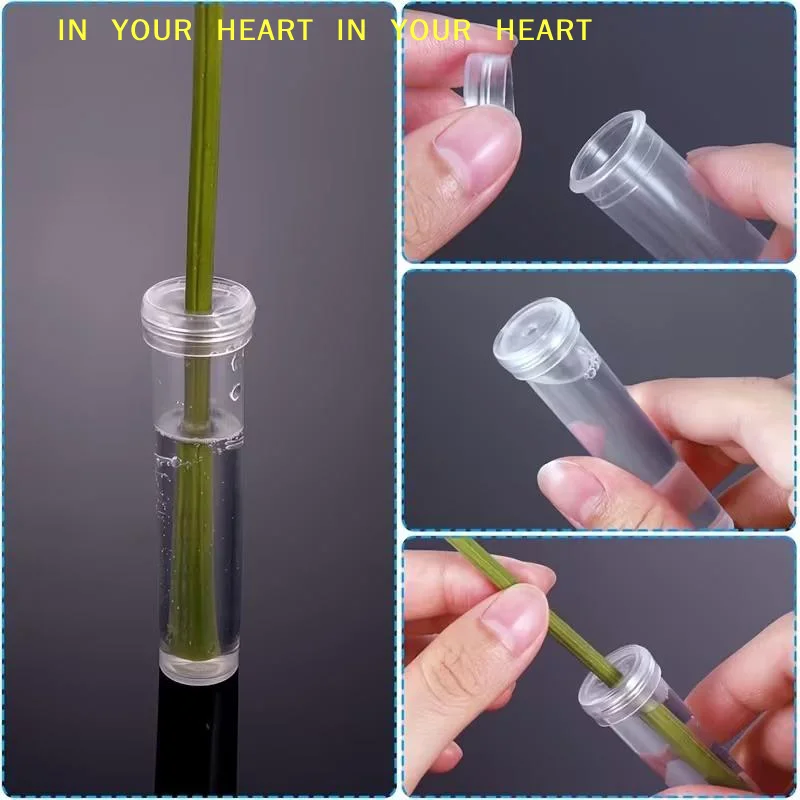 【X】Floral Water Tubes with Silicone Caps Reusable Transparent Plastic Vials for Event Arrangements Gift Box and Home Use