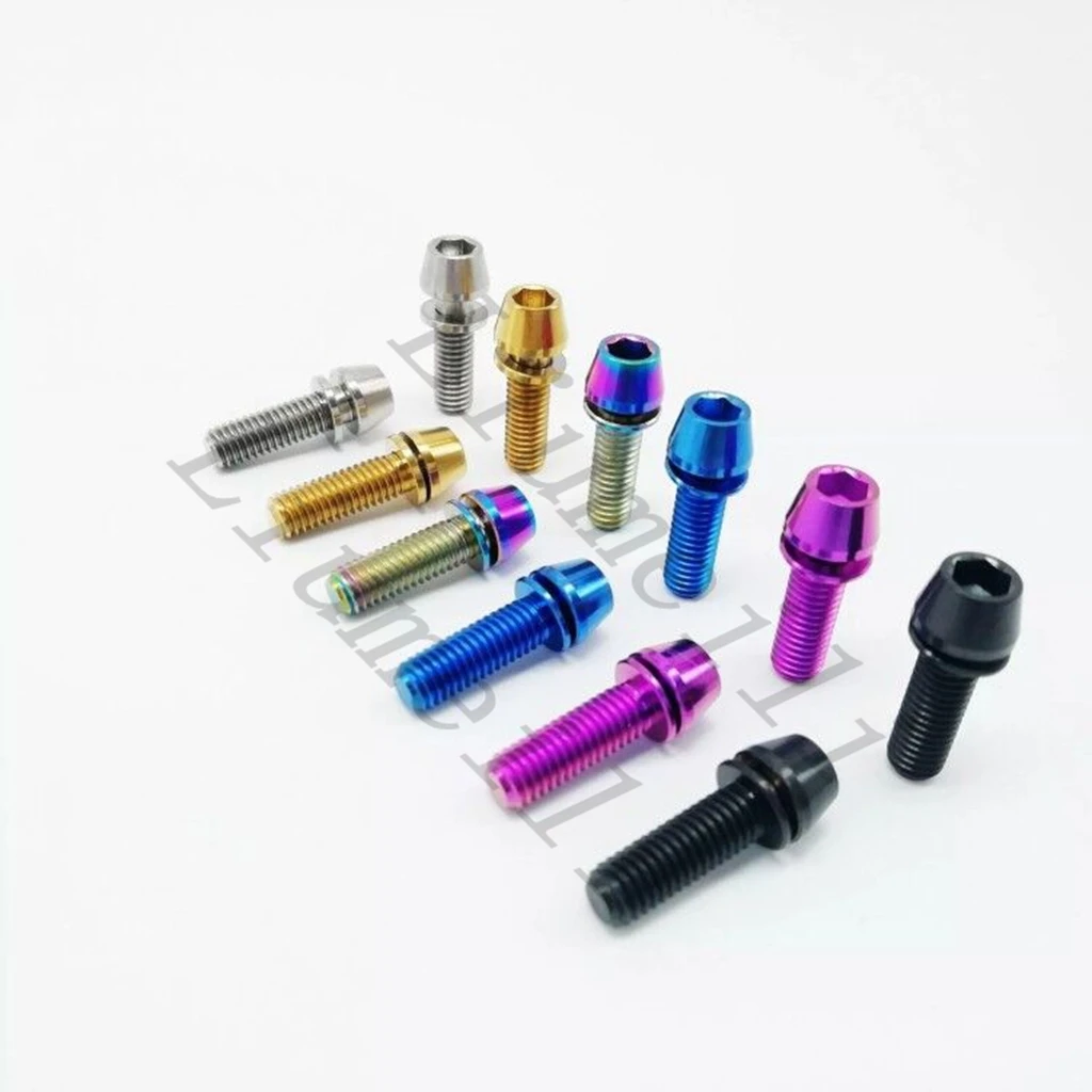 

Liumeili Titanium Ti Bolts M5x16 18 20mm Bike Stem Bolts Taper Head with Washers for MTB Mountain Road 6pcs/lot
