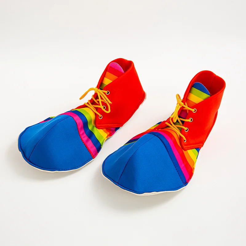 Carnival Party Cosplay Clown Shoes Colorful Stripe Shoes 3Sizes