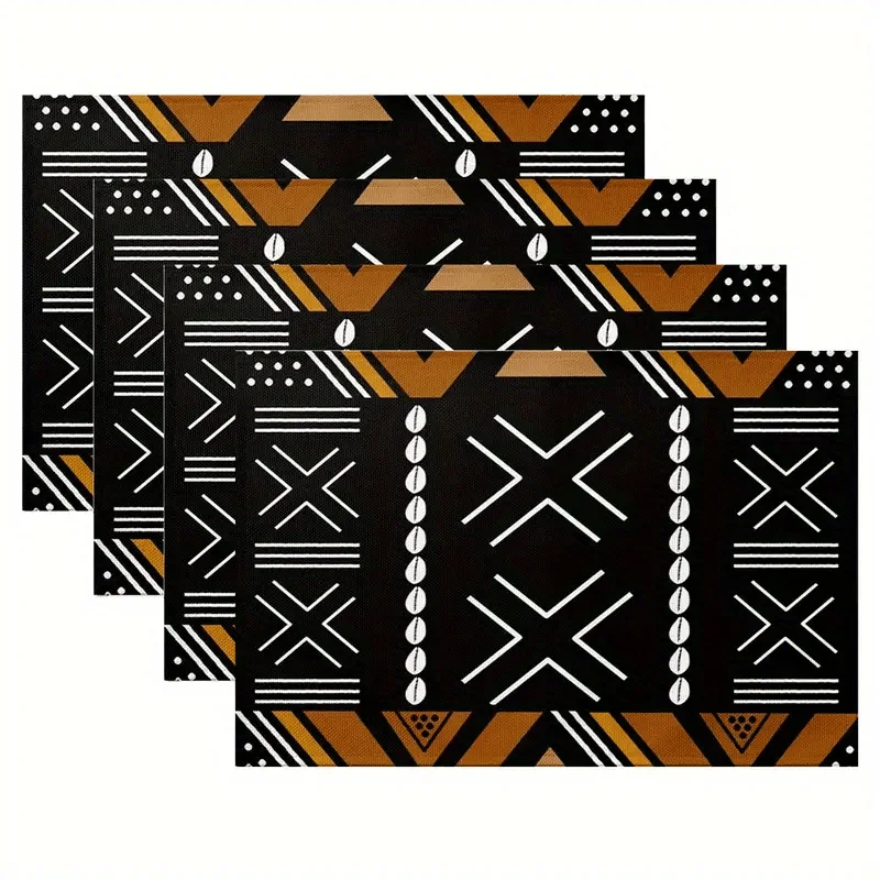 

4-Piece Placemats Set, African Tribal Pattern Placemats, Suitable for Farmhouse Cabin Placemats, Kitchen Tables, Parties