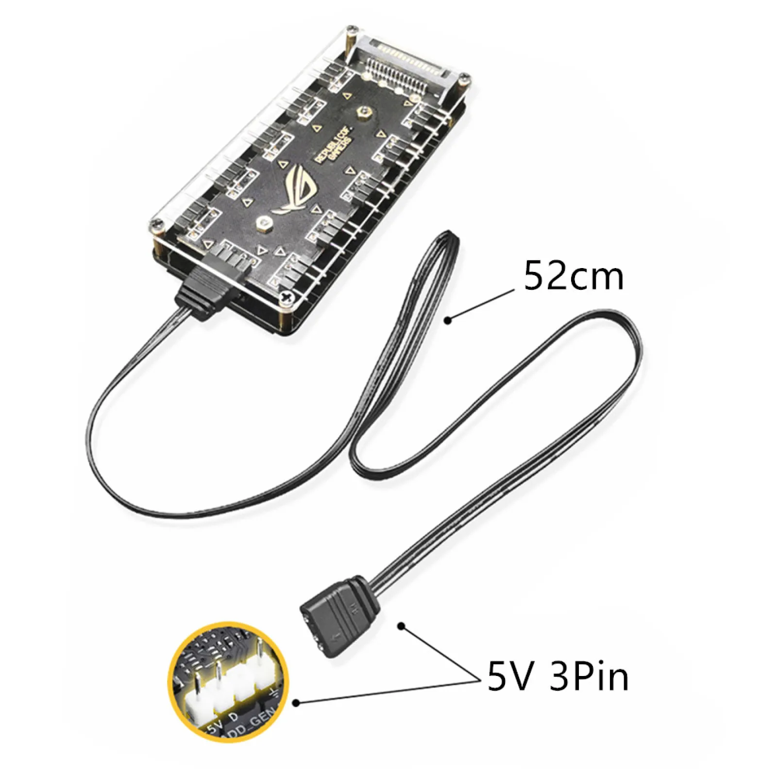 1 Set PC Cooler Fan D-RGB HUB 1 To 11 5V 3Pin LED Strip Light HUB Adapter SATA Power D-RGB Fan Splitter For Computer Case