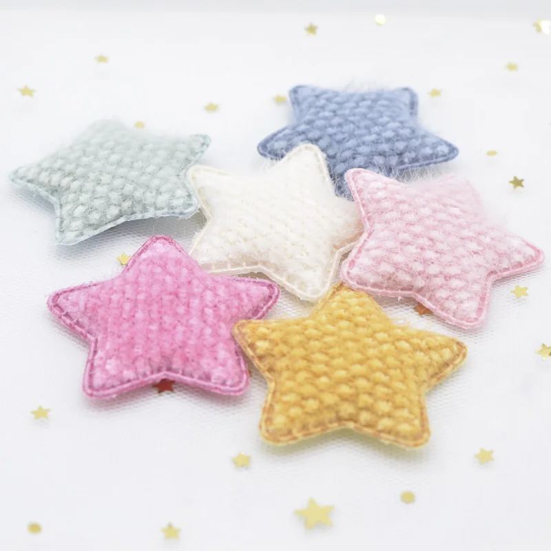 12pcs/lot 48mm Soft Corn Kernels Plush Star Applique for Clothing Hat Sewing Supplies Patches DIY Headwear Hair Clips Decor