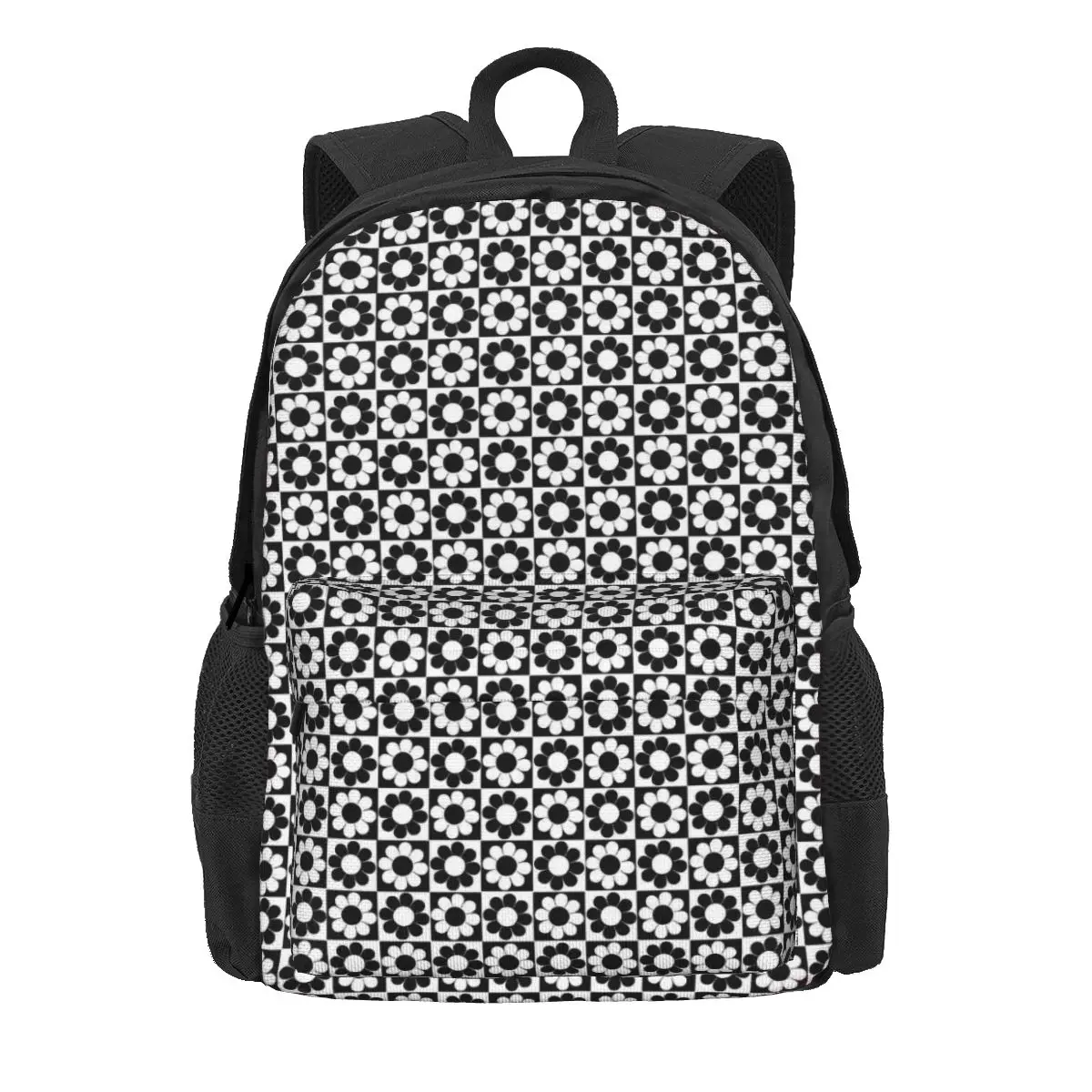 Flower Power Backpack Student Squares Print Large Backpacks Polyester Casual High School Bags Travel Designer Rucksack