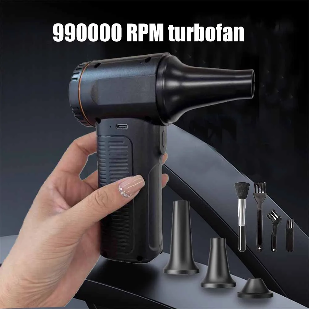 

Handheld Air Blower Fan High Speed Battery Jet Fan Brushless Motor 990000 RPM Cleaning Tool with Type-C Charging Interface