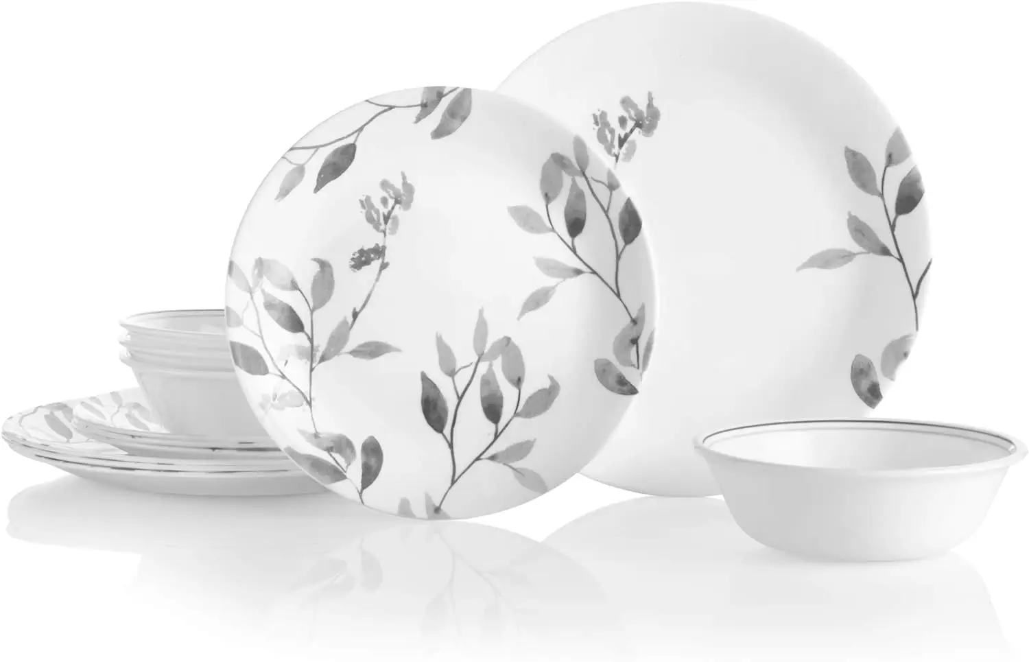 Boutique Misty Leaves 12-Piece Dinnerware Set, Service for 4