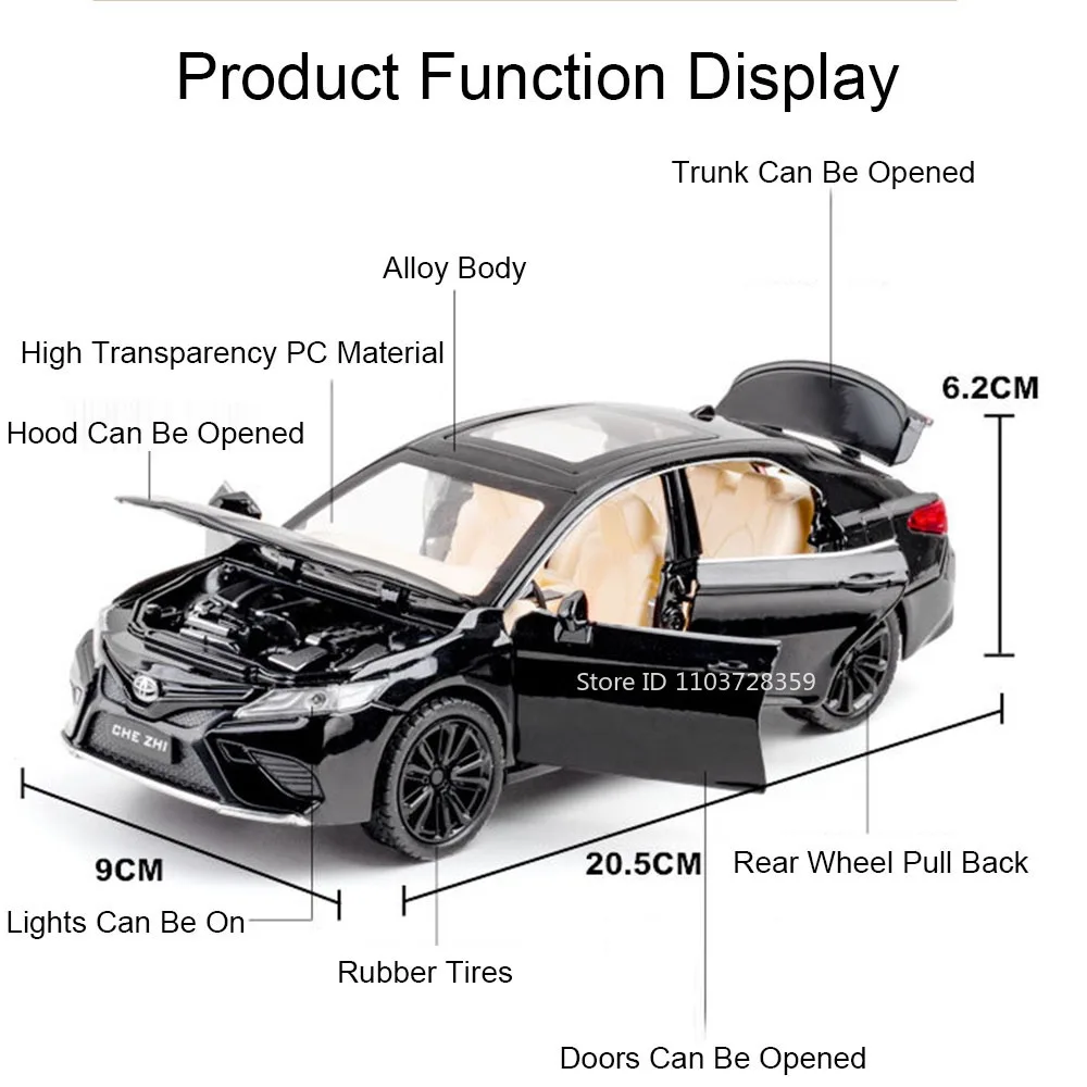 1:24 Modello Camry Sienna Giocattolo di Simulazione Auto Pressofuso Suono Luce Porte Aperte Tirare Indietro per I Bambini Edutainment Veicolo Giocattoli