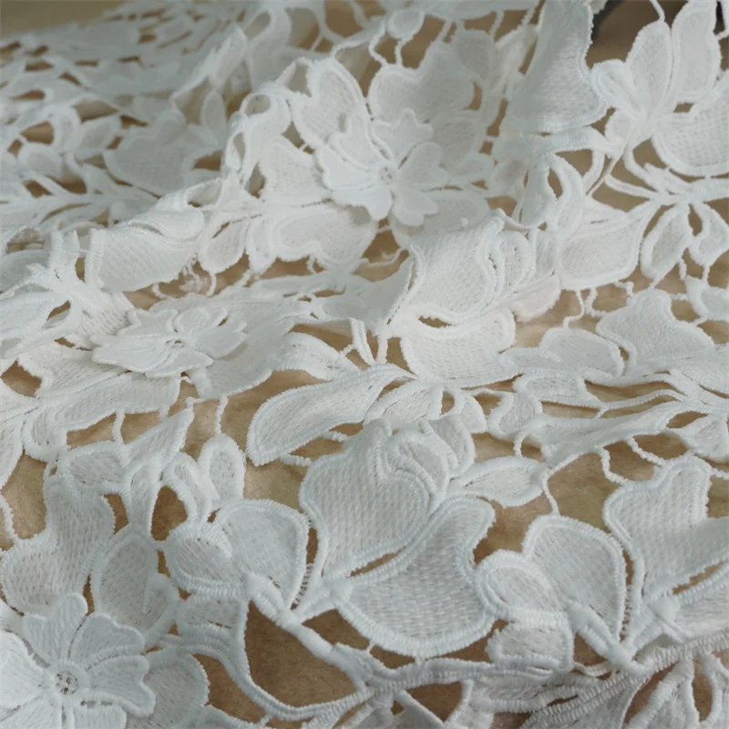 1 Yard Stunning 3D Leaf Petal Guipure Bridal Lace Fabric Milk silk lace for Lace Tops skirt Prom Garment Wedding ball gown