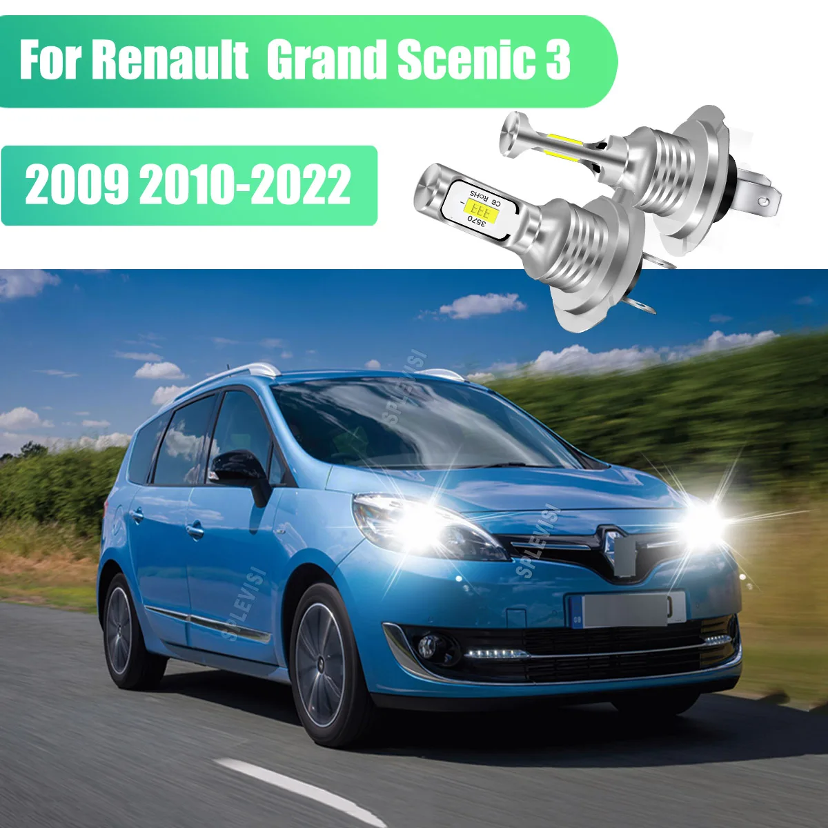 

2Pcs H7 499 LED White Bulbs Car CSP Headlight ensure a perfect beam pattern For Renault Grand Scenic 3 2009 2010 2011 2012-2022