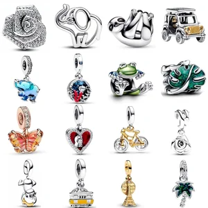 European Hot Selling Green Frog Elephant Bead Bead Fit Charm 925 Joyería de collar de brazalete de plata esterlina para mujeres 6 Beads de elefantes de las mejores ventas - №4
