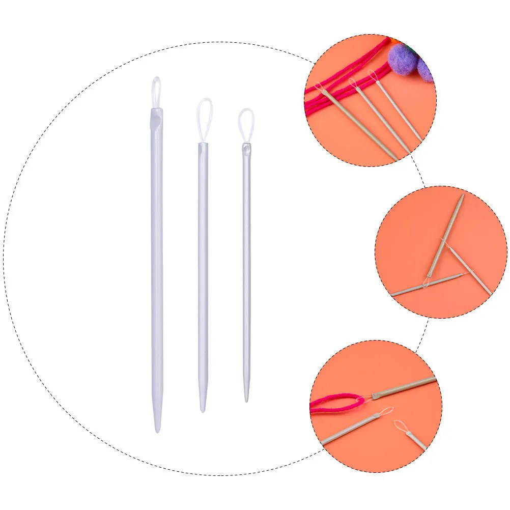 

3Pcs Wool Needle with Loop Threader Kit Blunt Needles for Yarn Crafting Sewing Supplies Ideal Gift for Elderly Sewing