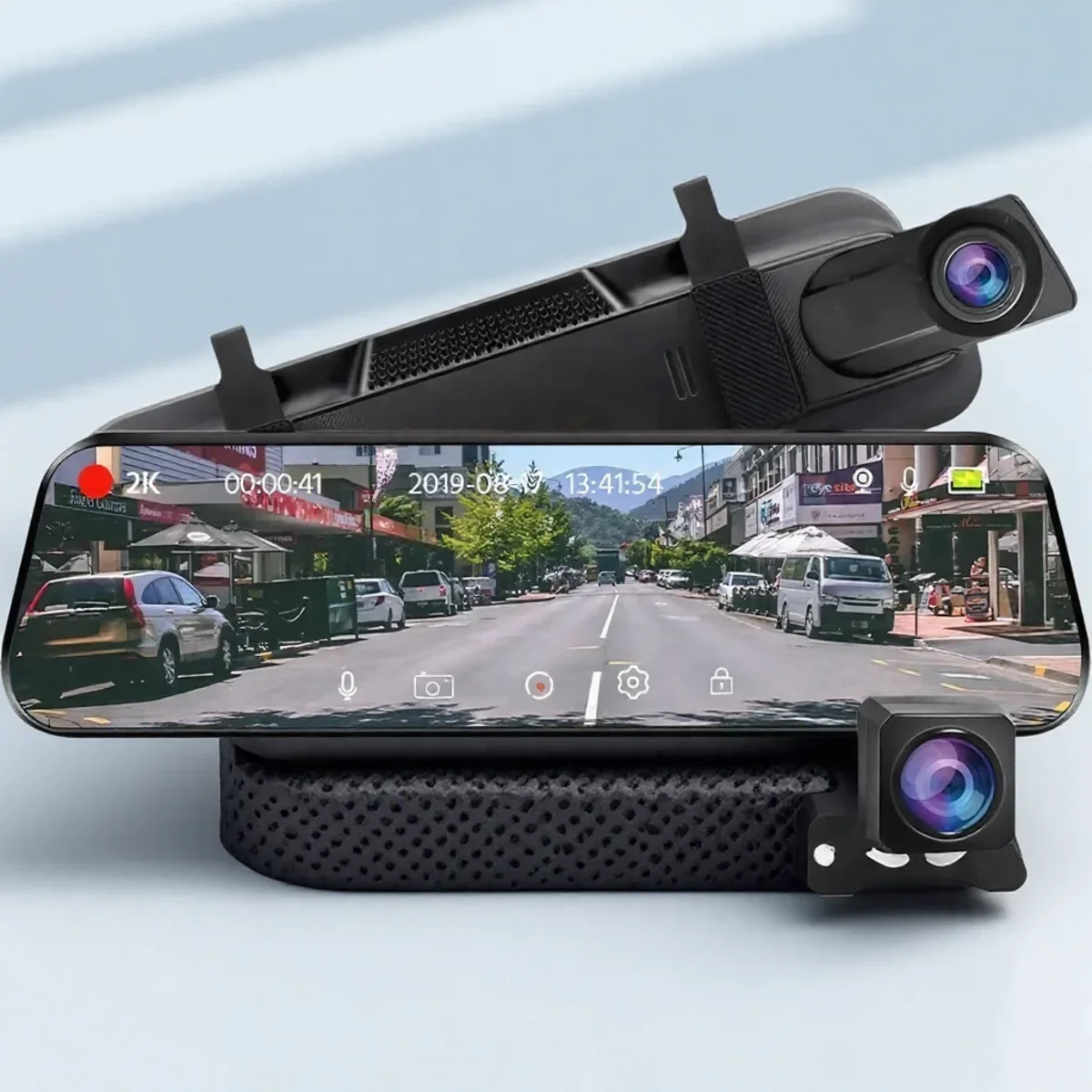 

STONEGO 4K Dual Camera WiFi Touch Screen Car DVR Rear View Mirror Streaming Media Vehicle Recorder 24H Parking Monitoring