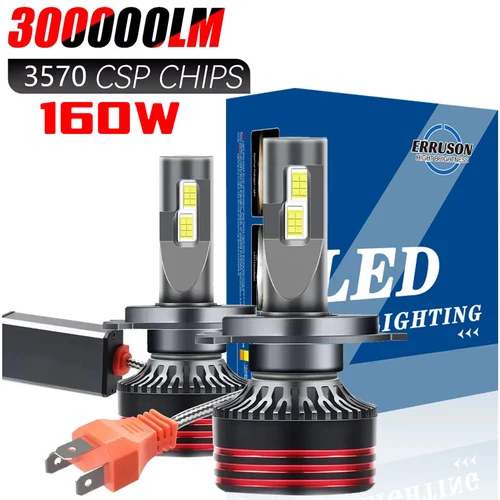 Erruson 160W 300000LM H4 LED H7 H11 bombilla de faro de coche de alta potencia CSP H1 H3 9005 9006 9012 HIR2 Turbo lámpara 6000K luz de coche 12V