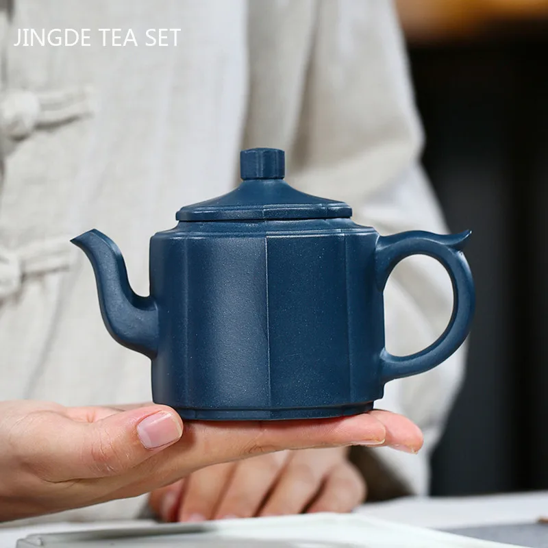 Raw Ore Azure Mud Famous Handmade Purple Clay Pot Creative Eight-sided Filter Teapot Chinese Zisha Tea Maker Teaware 280ml