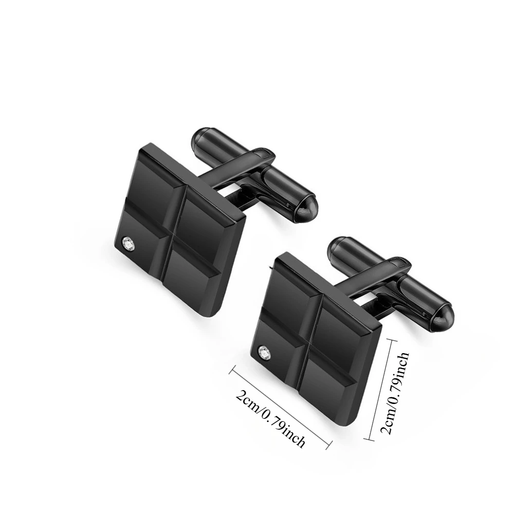 Square Checkered Studded Cufflinks For Men Men's Textured Metal Sleeve Studs Exquisite Decorative Buckle For Business Suit Shirt