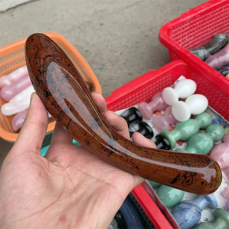 Natural Red Obsidian Penis Massage Stick Crystal Stone Gift as Halloween Gift Healing Stones Gems For Home Decorations