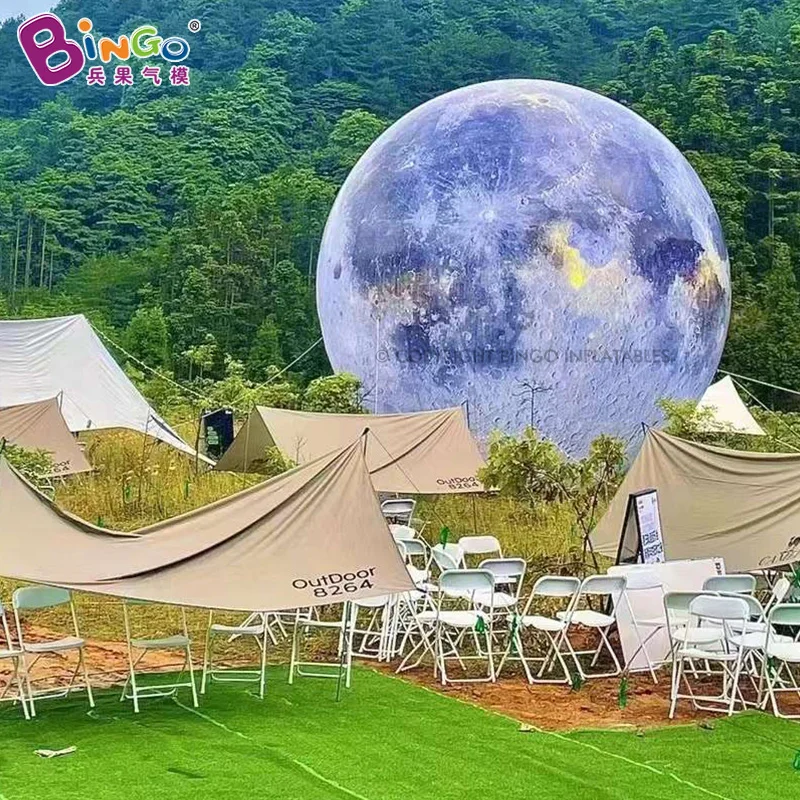 Giant Inflatable Moon  Air-tight PVC Universe Planet Balloon with Lights Hanging Planet Sphere Balloon for Decoration