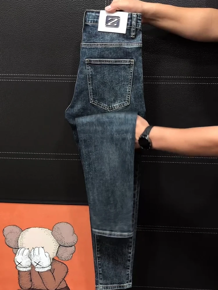 

Высококачественные мужские джинсы: новая модель весна-осень, универсальные, стильные, модные, для делового повседневного образа, со средней посадкой, облегающие.