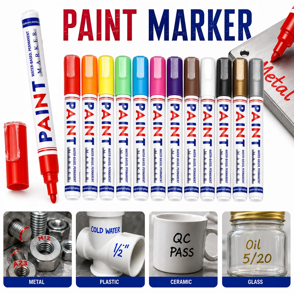 

1/6/8/12 Colors Paint Marker Set DIY Graffiti Design Illustration Glass Ceramics Stone Waterproof Permanent Water-Based Art Tool