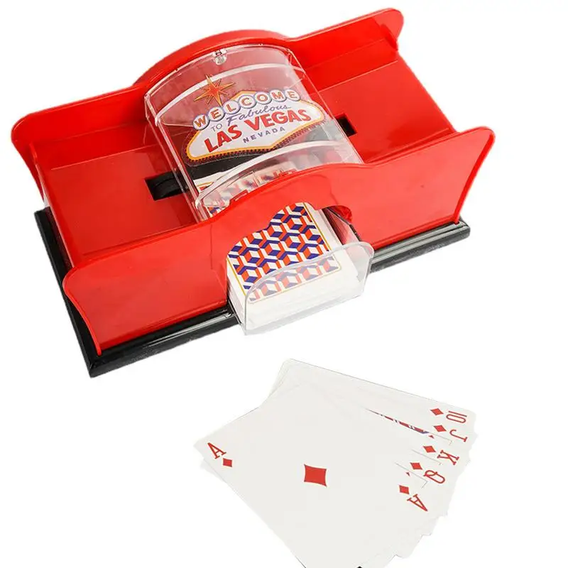 Barajador de cartas Manual, máquina de barajado de póquer, 2 mazos de tarjetero, sistema de manivela fácil, barajador de cartas de Casino