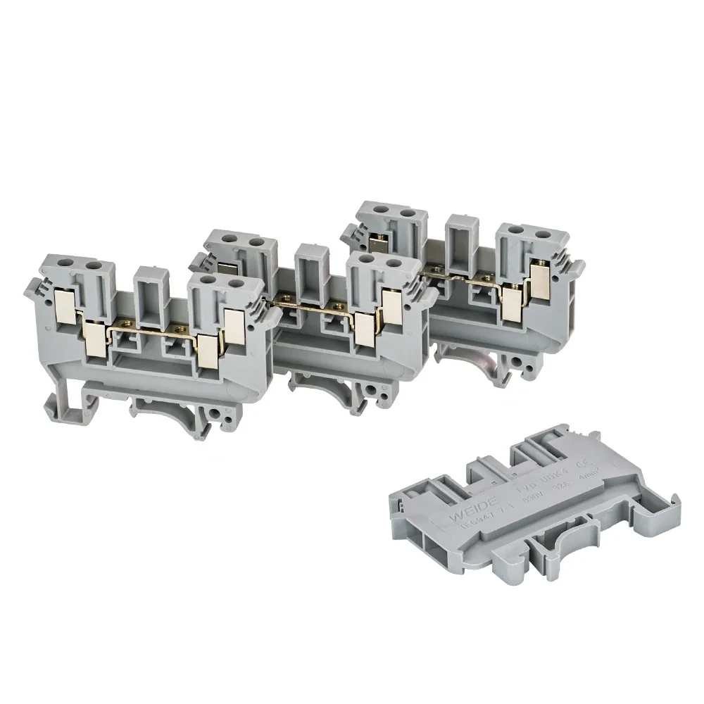 10Pcs UDK-4 Feed Through Screw Connection Multi Conductors Wire Connector UDK4 Din Rail Terminal Blocks