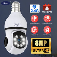 4K 8MP WiFi Security Camera Indoor 10X Zoom Spotlight E27 Bulb Camera Bidirectional Audio Full-Color CCTV Security Home Camera