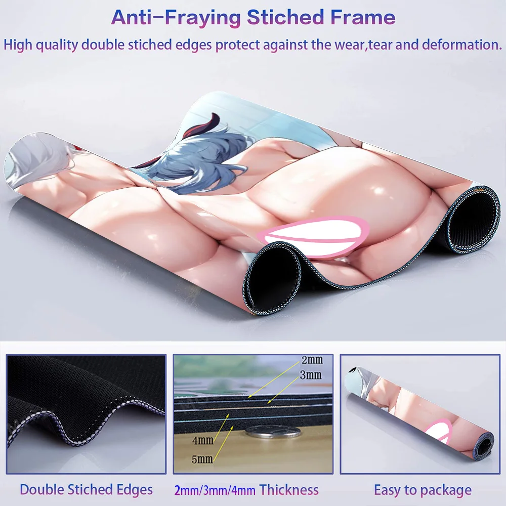 Adult Mouse Pad Uncensored Hentai Big Ass Anime Butt Mousepad Lewd Anime Girls Nude Gaming Mouse Mat NSFW Gamer Table Mat Sexy