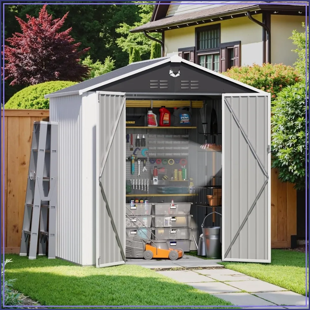 Metal Storage Shed 8x6 Outdoor Building Large Backyard Garden Locking Door Waterproof